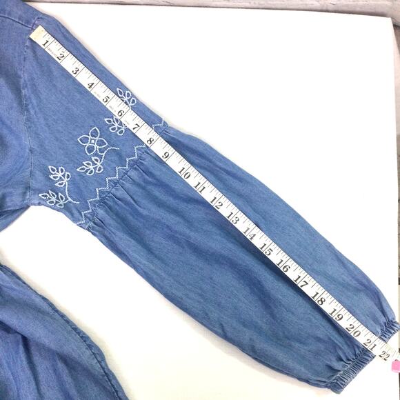 BeachLunchLounge Collection Boho Embroidered Balloon Sleeve Tiered Dress S - Picture 14 of 15